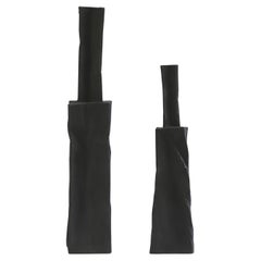 Handcrafted Ceramic Vases (Set of 2)- with Corrugated Texture