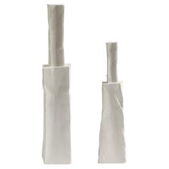 Handcrafted Ceramic Vases (Set of 2)- with Corrugated Texture