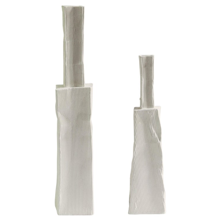 Set of two handcrafted ceramic vases, 2024, offered by Midnight Sun