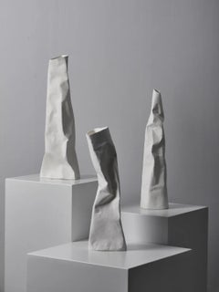 Handcrafted Ceramic Vases (Set of 3)- with Crumpled Form
