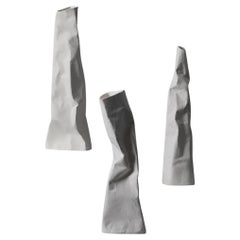 Handcrafted Ceramic Vases (Set of 3)- with Crumpled Form