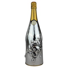 Handcrafted Champagne Cover In Pure Silver, Wall Street Design, Bull&Bear, Italy
