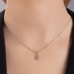 Handcrafted Champagne Diamond Drop Pendant Necklace in 18k Rose Gold