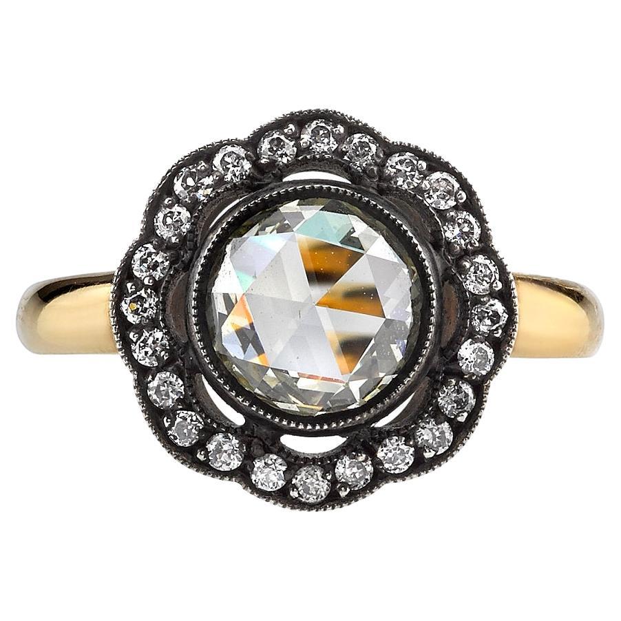 Handcrafted Charley Rose Cut Diamond Ring by Single Stone For Sale