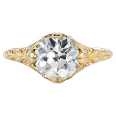 Handcrafted Charlotte Old European Cut Diamond Ring by Single Stone