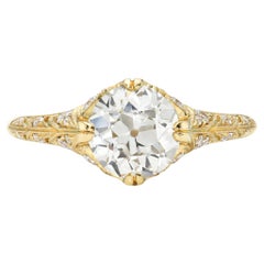 Handcrafted Charlotte Old European Cut Diamond Ring by Single Stone