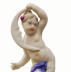 Puttanella artigianale dell'allegoria LUNA - dipinta a mano - Nymphenburg Porcelain
