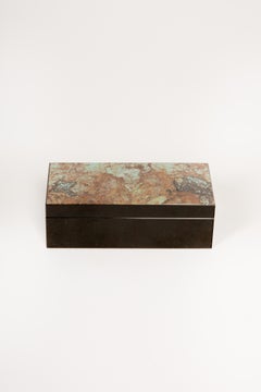 Handcrafted Chrysocolla & Black Onyx Hinged Keepsake Box