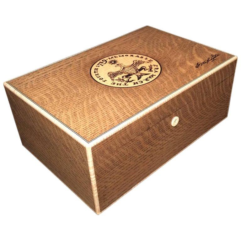 American Handcrafted Cigar Humidor, Stamped with George Washington's Inaugural Seal