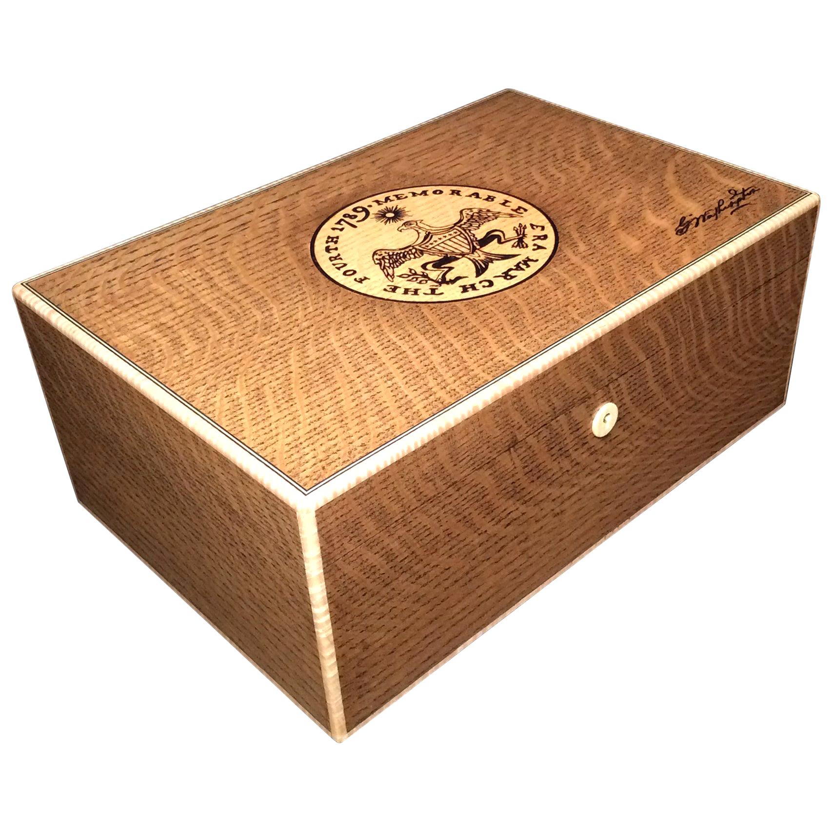 Handcrafted Cigar Humidor, Stamped with George Washington's Inaugural Seal