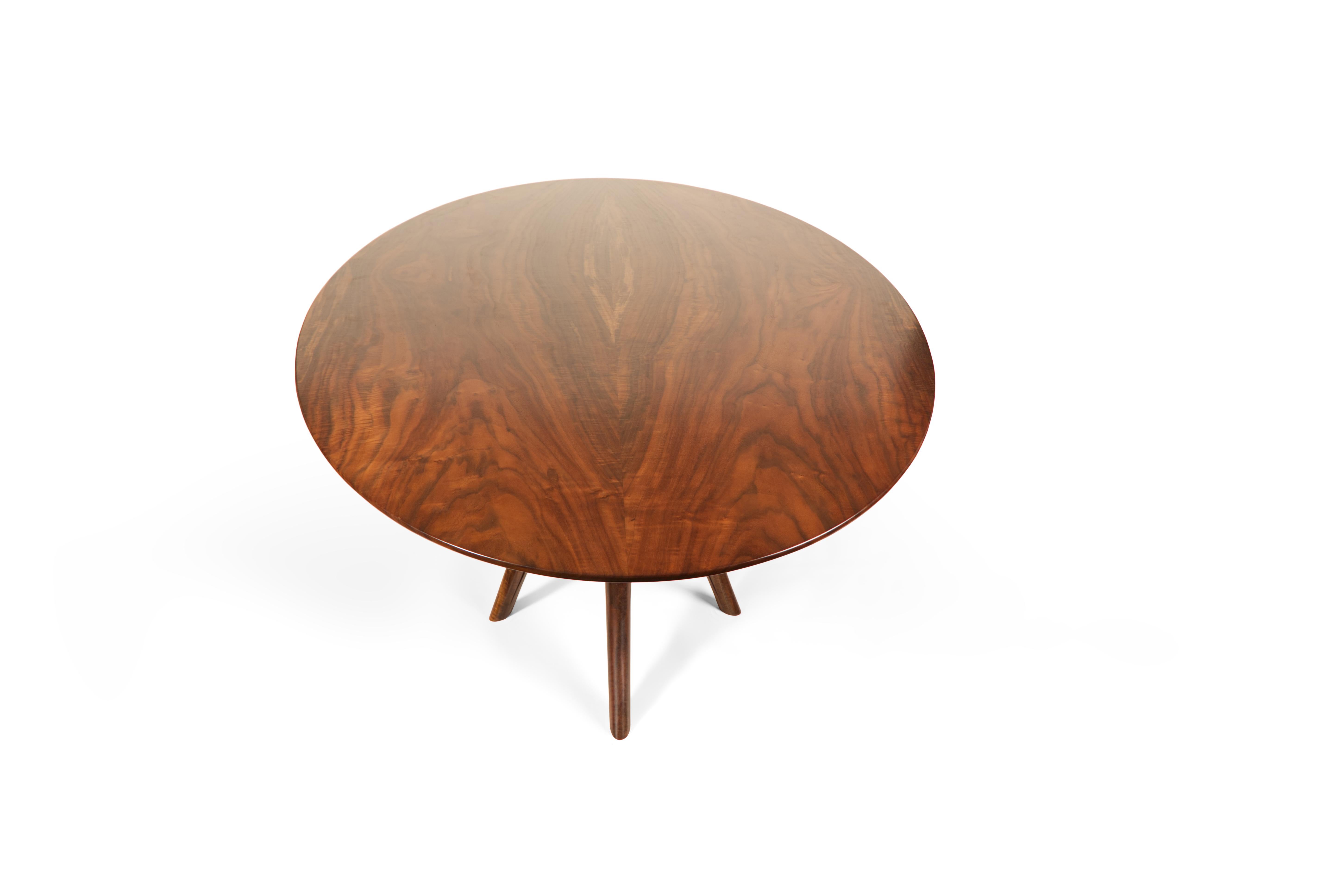Mid-Century Modern Elliptical Modern Walnut Dining Table with Hand-Shaped Base For Sale