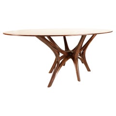 Mid-Century Style Claro Walnut Web-Leg Dining Table
