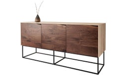 Handcrafted Classic Modern Credenza of Natural Ash and Walnut