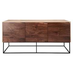 Handcrafted Classic Modern Credenza of Natural Ash and Walnut