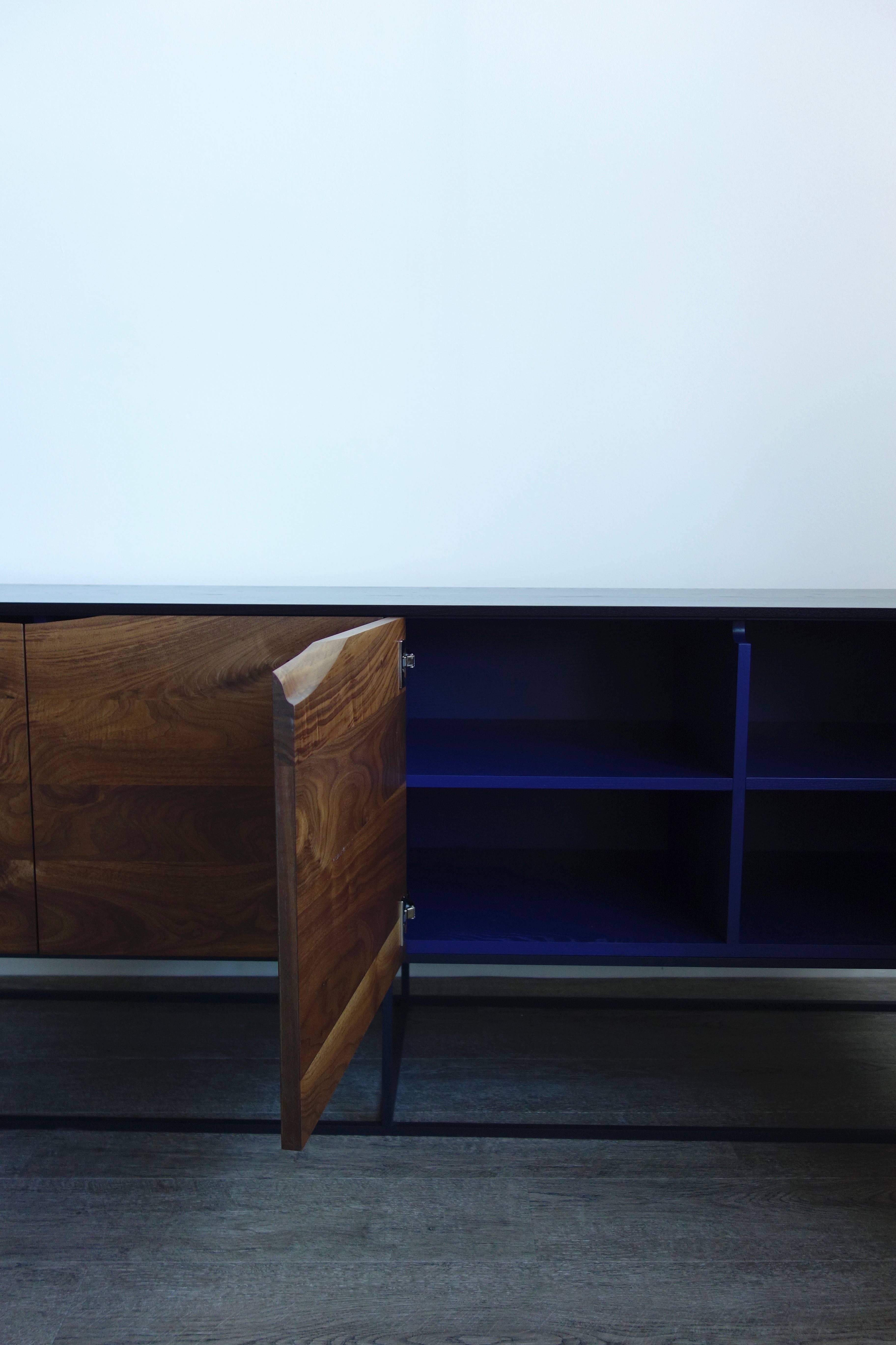 Joinery Handcrafted Classic Modern Credenza of Select Ash and Walnut with Steel Base