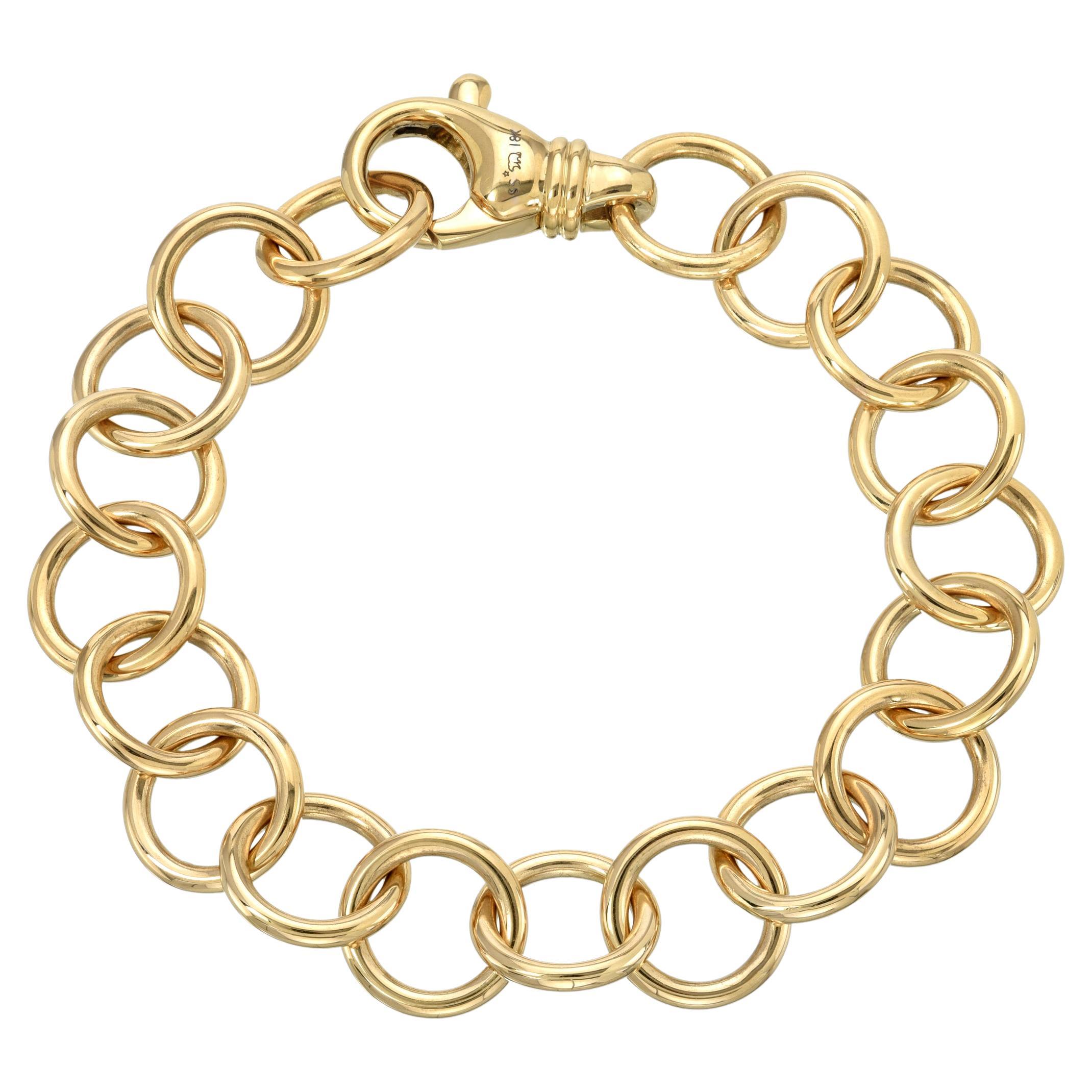 Handcrafted Club Bracelet in 18K Yellow Gold by Single Stone For Sale