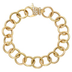 Handcrafted Club Bracelet With Diamond Clasp in 18K Yellow Gold by Single Stone
