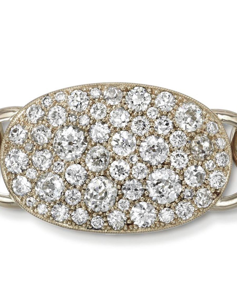 Handcrafted Cobblestone Diamond Club Bracelet by Single Stone For Sale 3