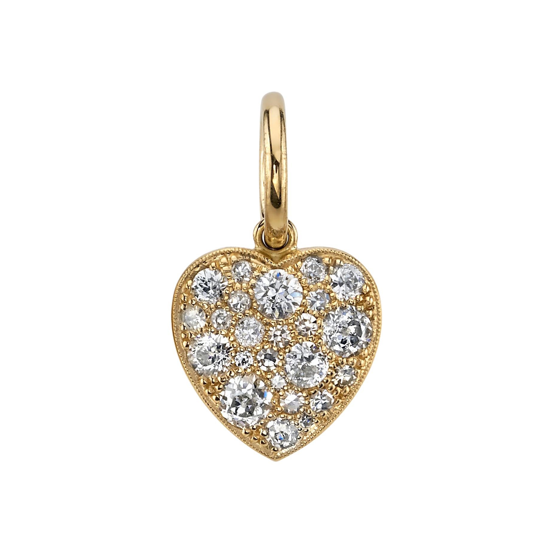 Handcrafted Cobblestone Diamond Heart Pendant by Single Stone For Sale