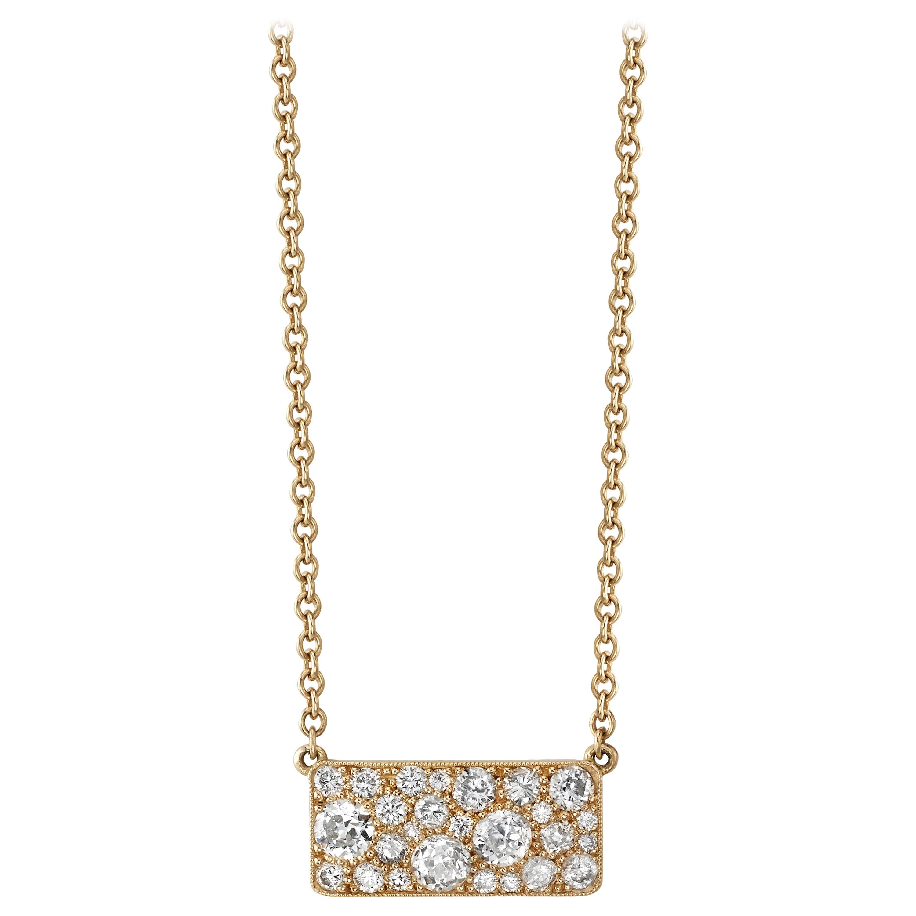 Handcrafted Cobblestone Milo Diamond Necklace by Single Stone For Sale