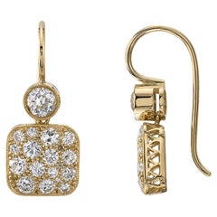 Handcrafted Cobblestone Double Drop Diamond Earrings by Single Stone