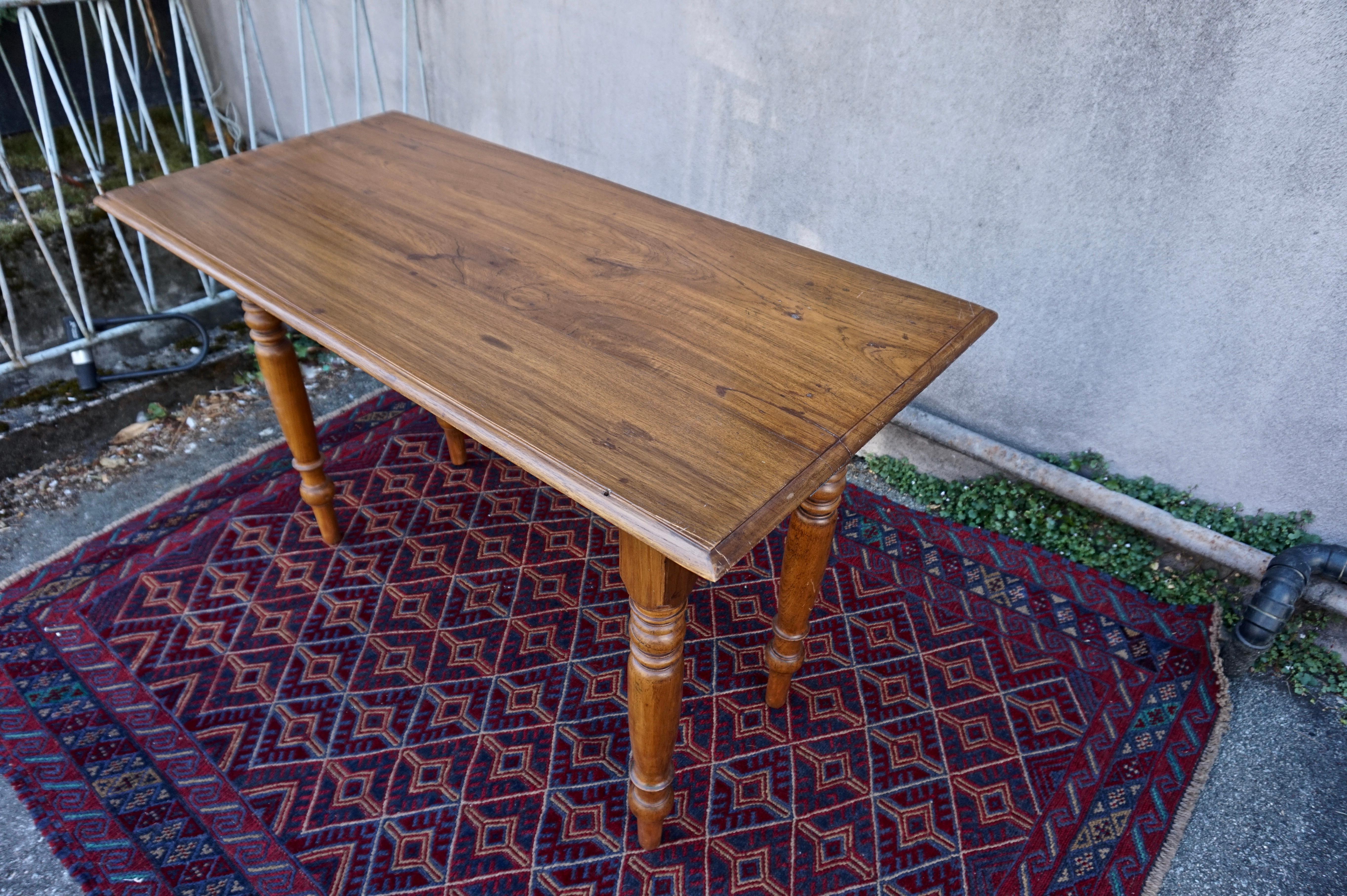 Handcrafted Colonial Teak Campaign Table with Folding Legs For Sale 5