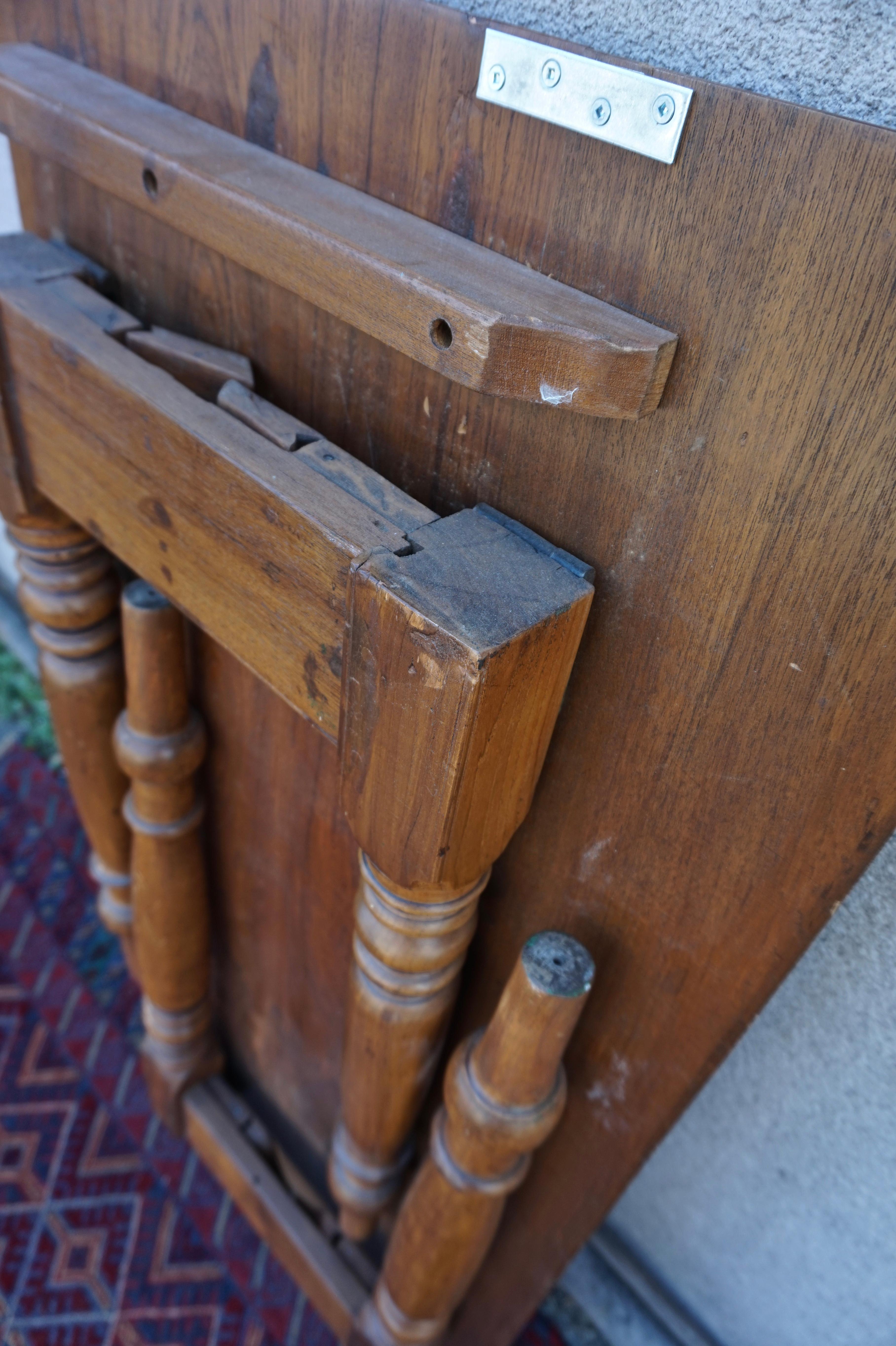 Handcrafted Colonial Teak Campaign Table with Folding Legs For Sale 1