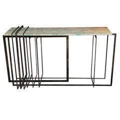 Handcrafted Console in Wrought Iron and Emerald-Onyx, Italy, 2018
