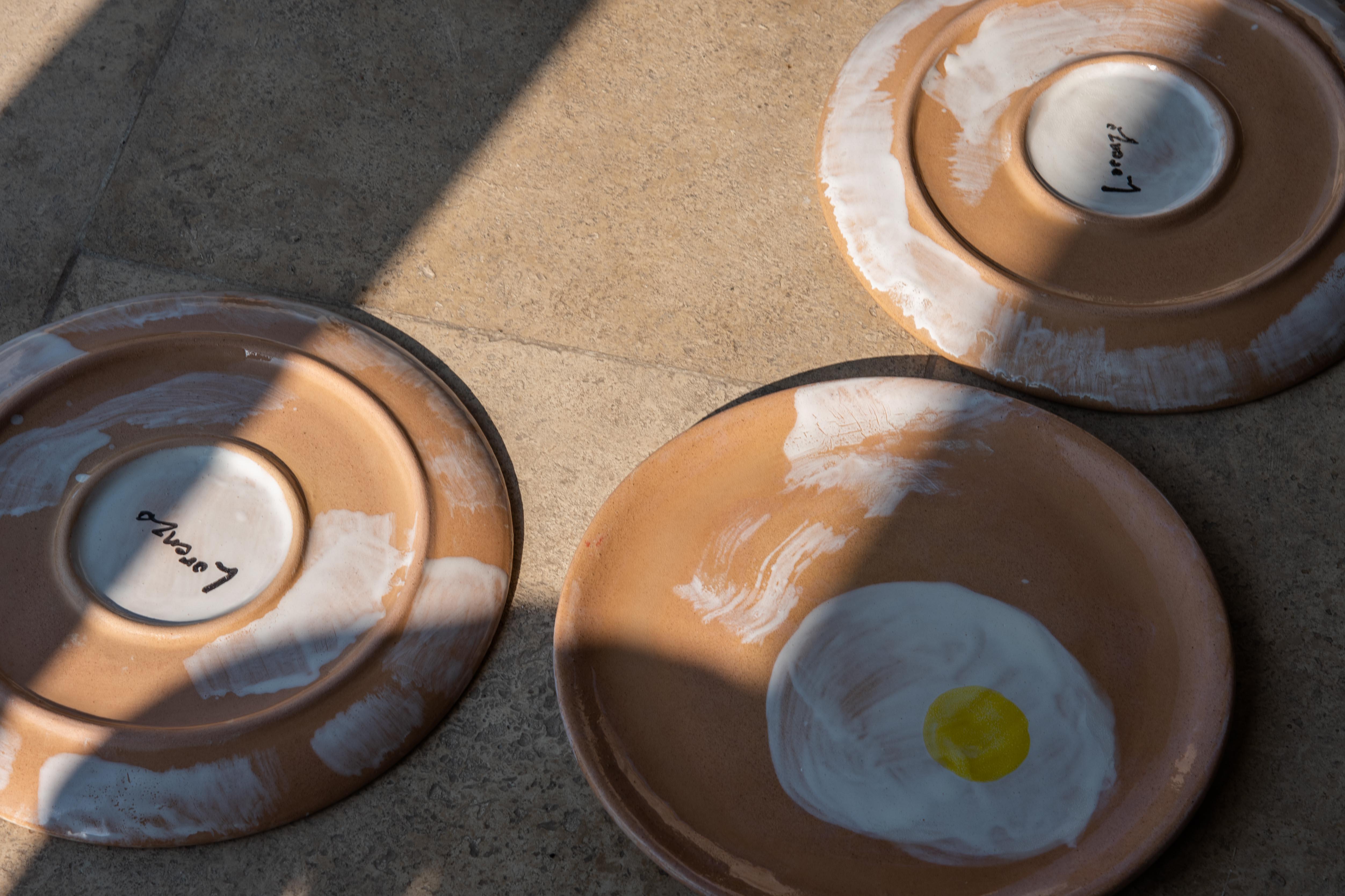 Mexicain Handcraft Contemporary 2 assiettes à oeufs en céramique Majolica by Lorenzo en vente