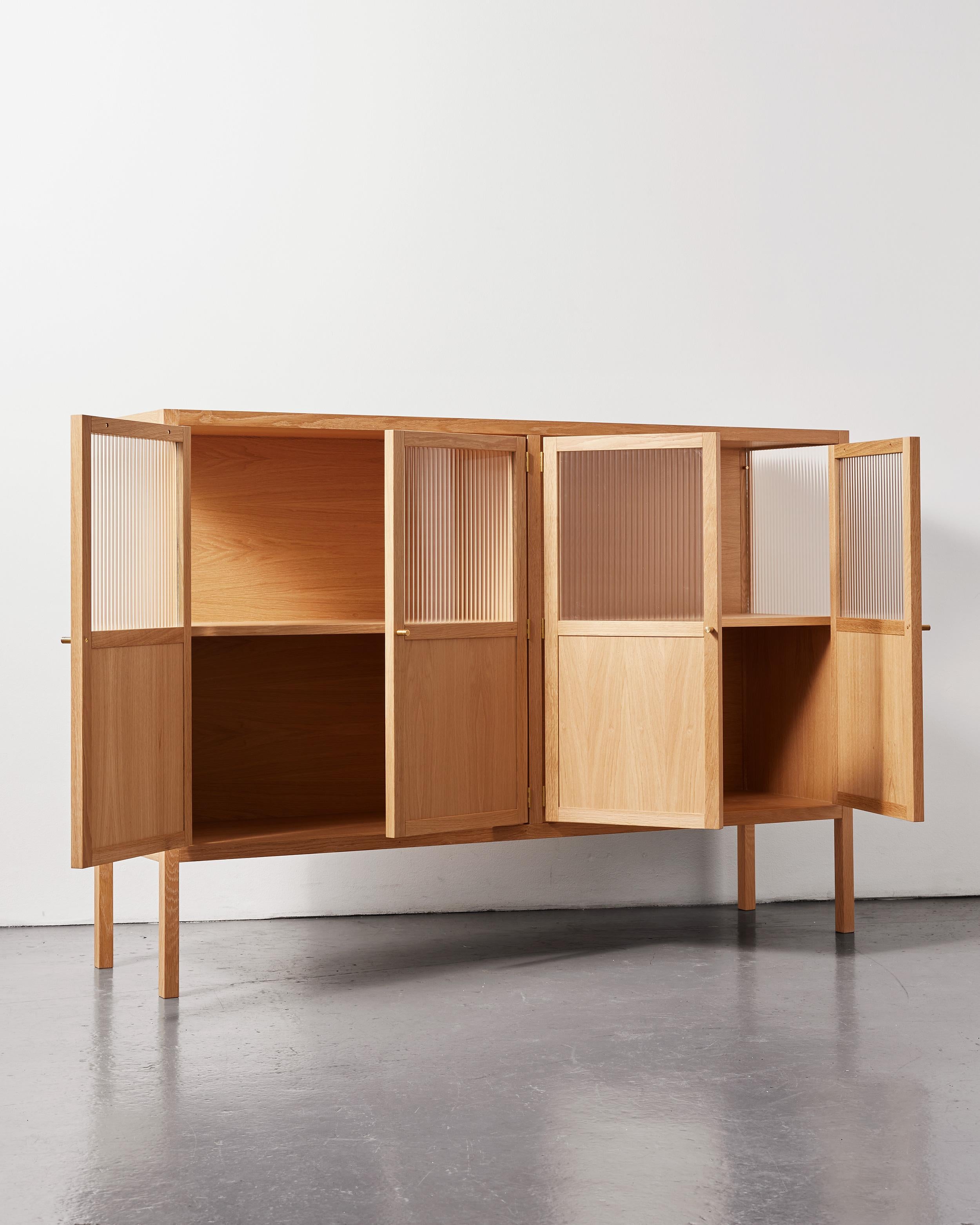 Handmade Alma Credenza - Oak and Reeded Glass - by BACD studio In New Condition For Sale In Værløse, DK