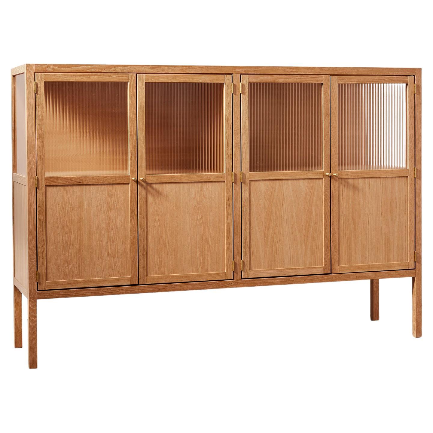 Handmade Alma Credenza - Oak and Reeded Glass - by BACD studio For Sale
