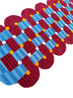 Handcrafted Contemporary Runner Rug with Sculpted Edges and Geometric Pattern