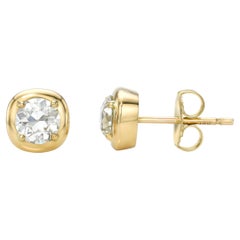 Handcrafted Cori Old European Cut Diamond Stud Earrings by Single Stone