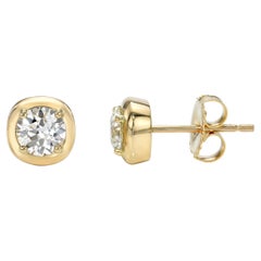 Handcrafted Cori Old European Cut Diamond Stud Earrings by Single Stone