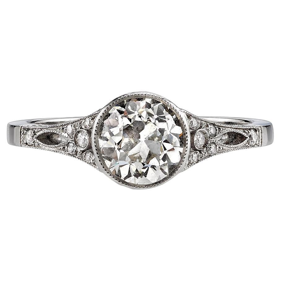 Handcrafted Corinne Old European Cut Diamond Ring by Single Stone For Sale