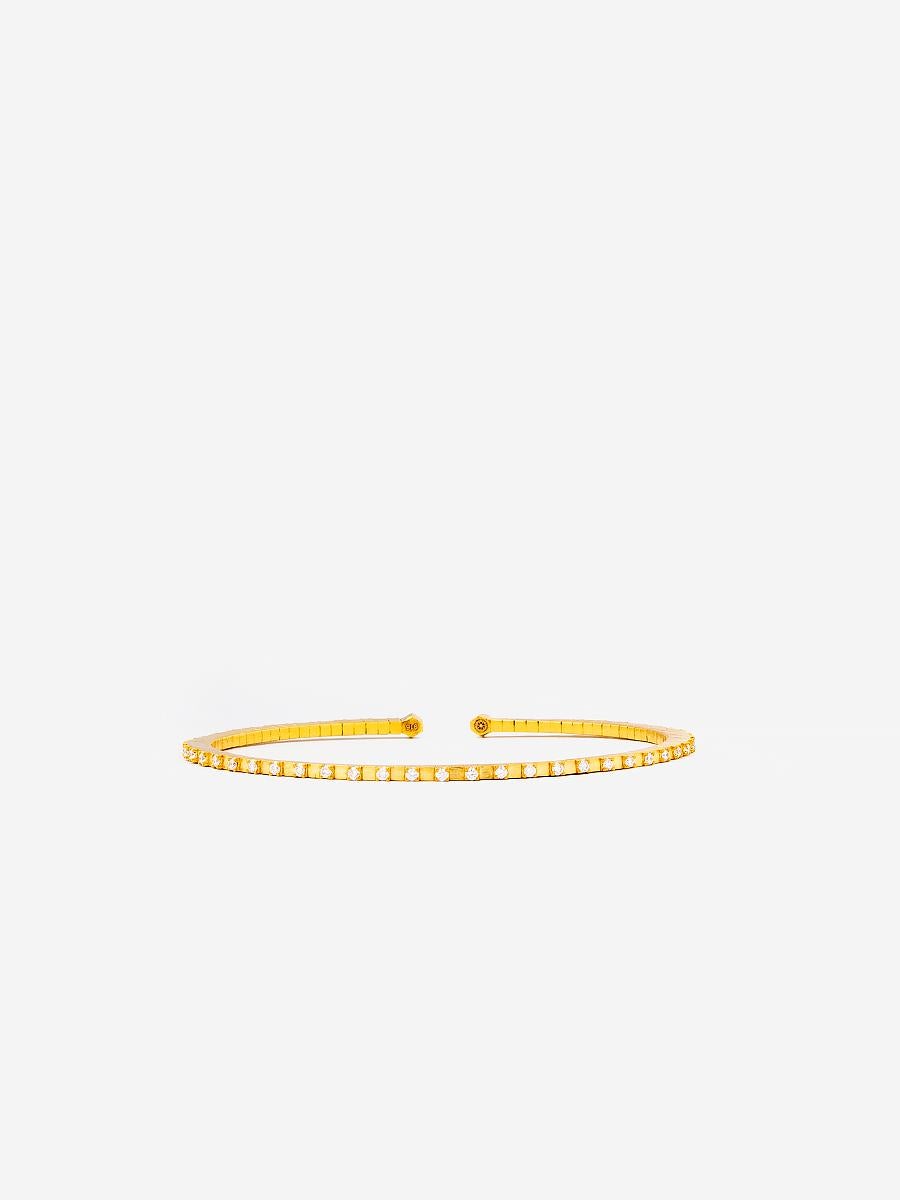 Bracelet flexible en or 22 carats et diamants, fabriqué à la main, de forme cubique Neuf - En vente à Istanbul, Fatih