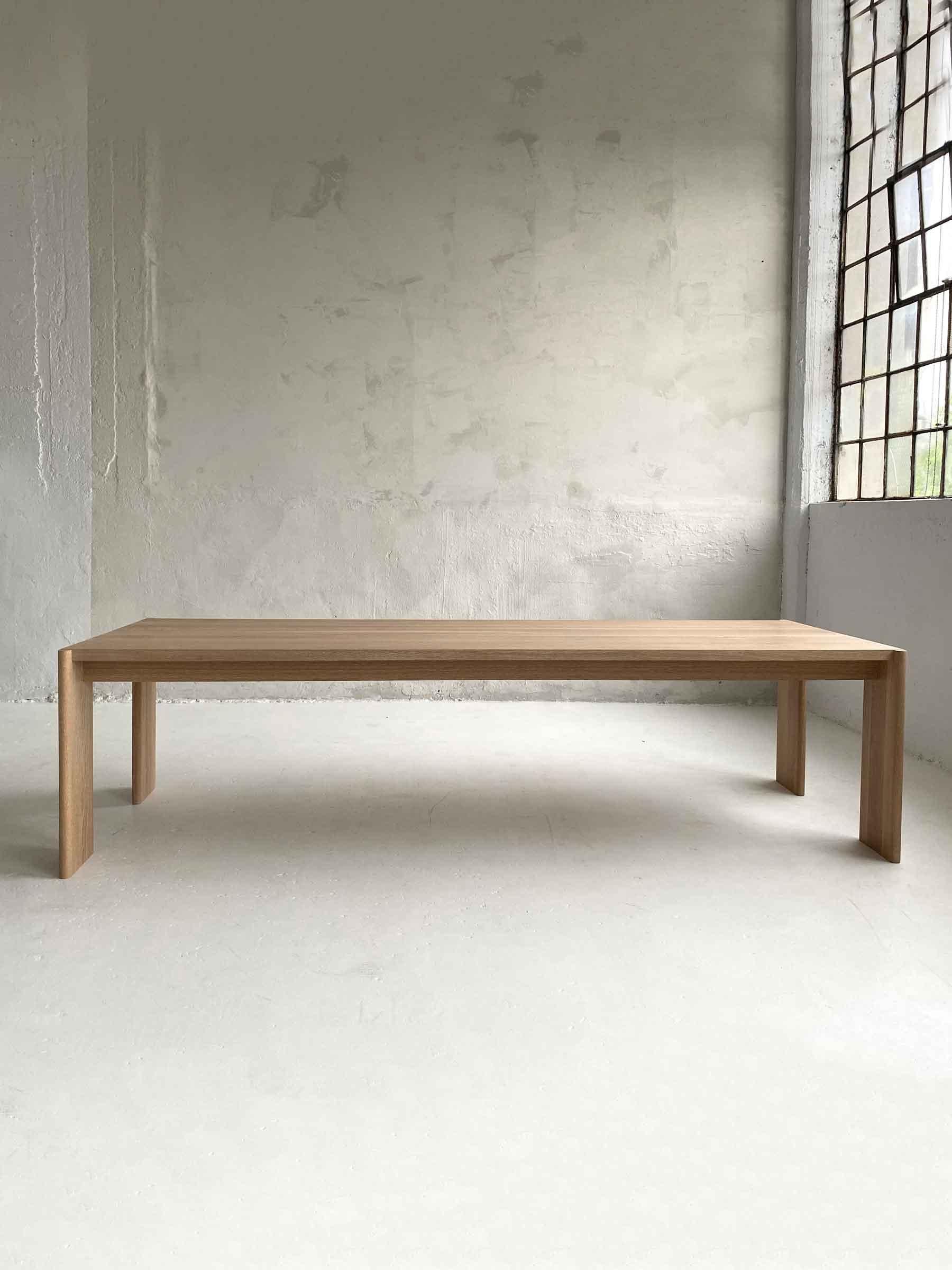 Modern Handcrafted Curtis Dining Table in Solid White Oak 96