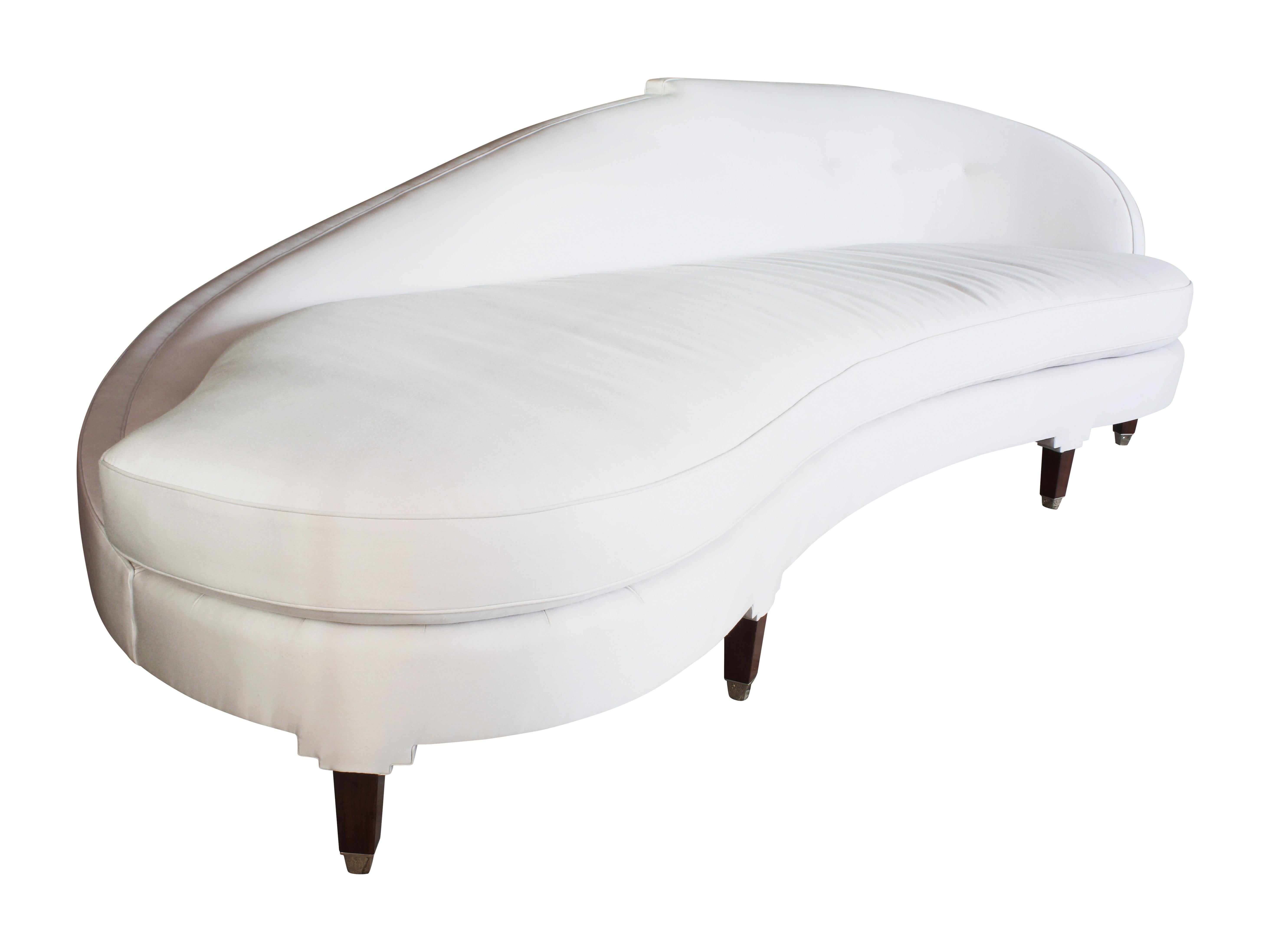American Handcrafted Curved Modern Lounge Chaise For Sale