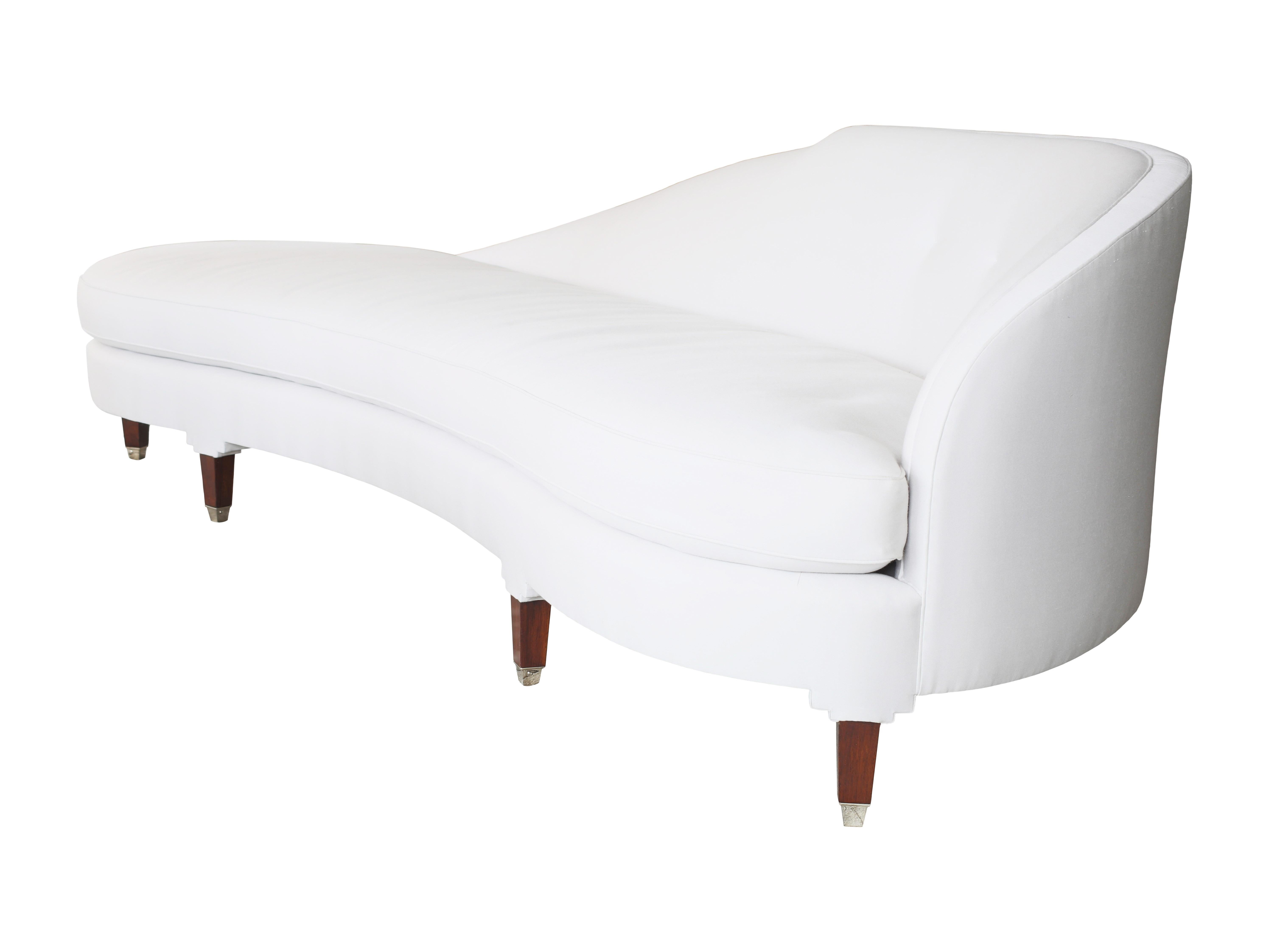 Handcrafted Curved Modern Lounge Chaise In New Condition For Sale In Boston, MA