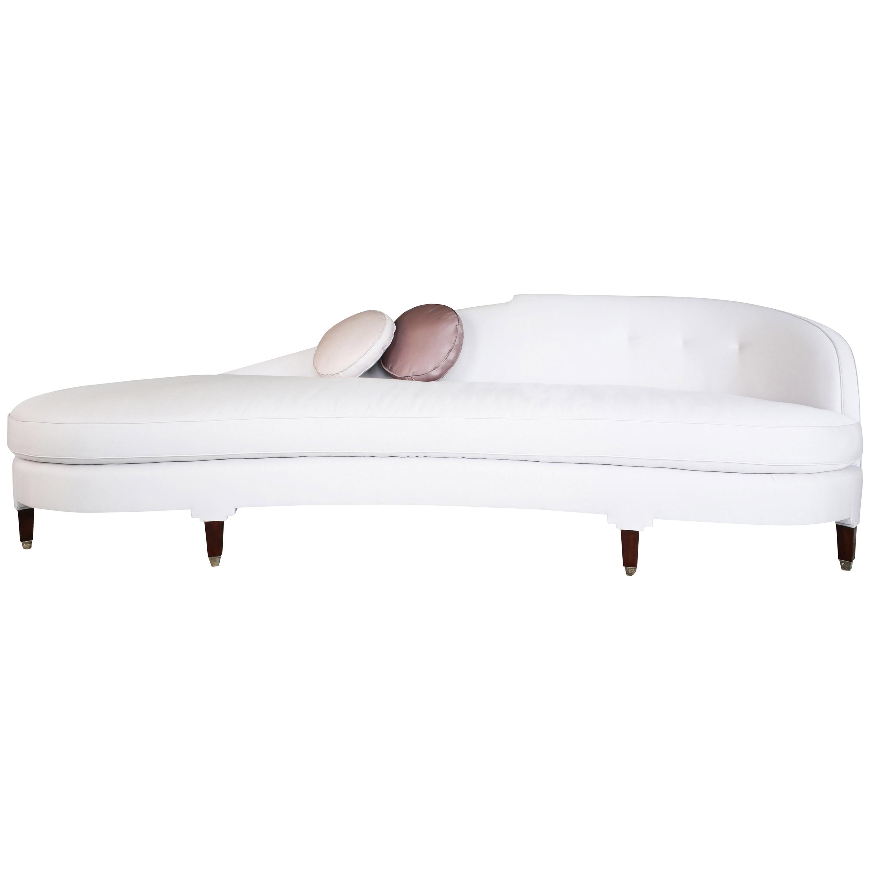 Handcrafted Curved Modern Lounge Chaise For Sale