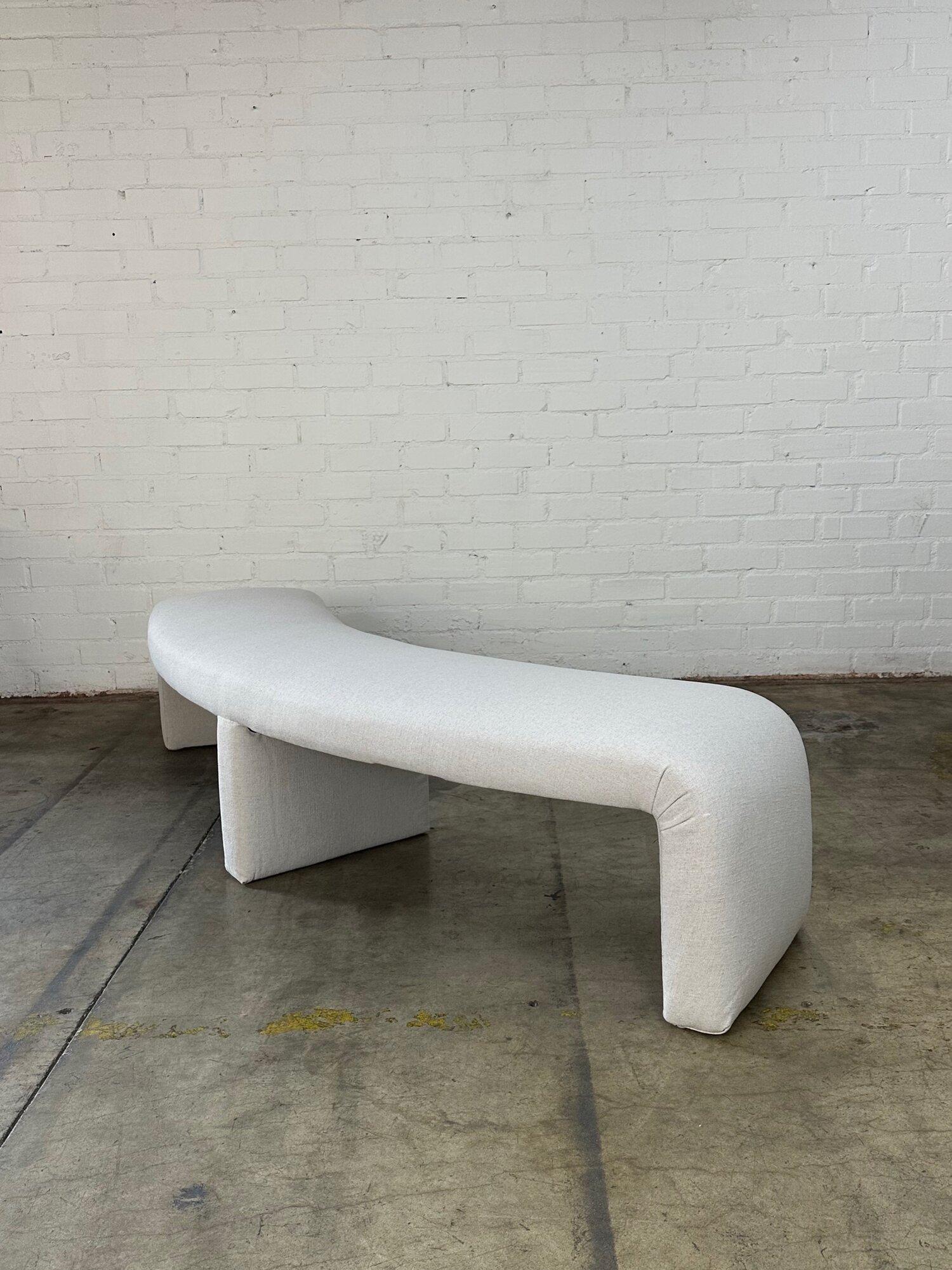 W83 D29 H20 SW80

Handcrafted Curved Waterfall Bench in an off white linen blend.

This color  is now available on the showroom floor.

This item is also available as Made To Order. 