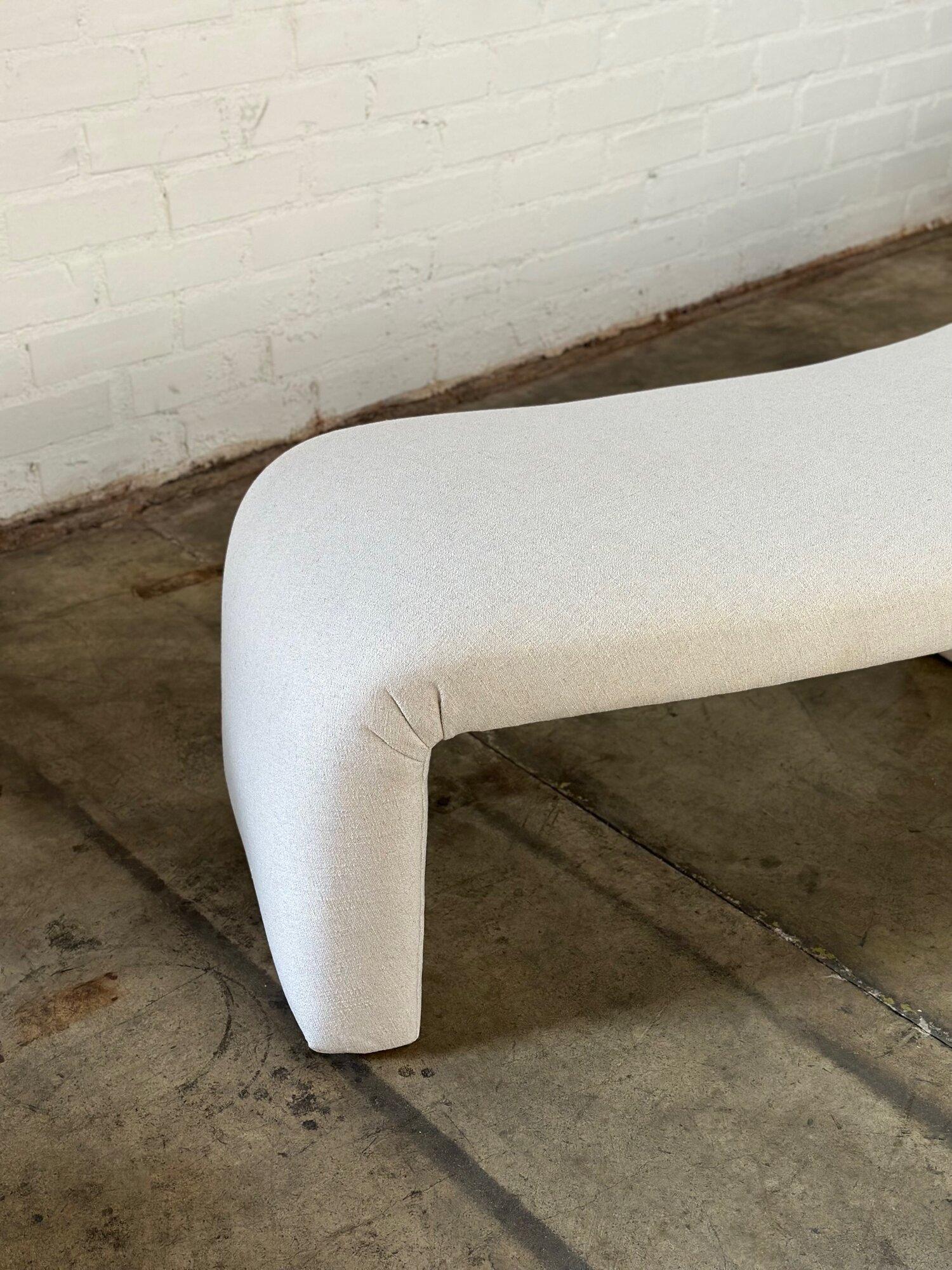 Fabric Handcrafted Curved Waterfall Bench For Sale
