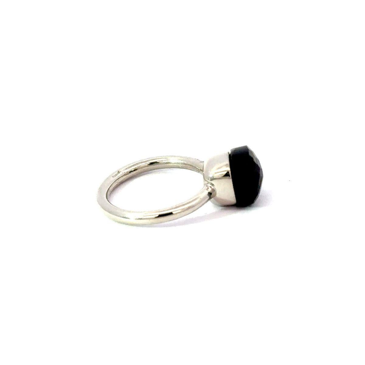 For Sale:  Handcrafted Cushion Black Onyx Solitaire Unisex Ring in 925 Sterling Silver 3