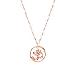Collier pendentif pendant artisanal en or jaune 14 carats avec symbole Om