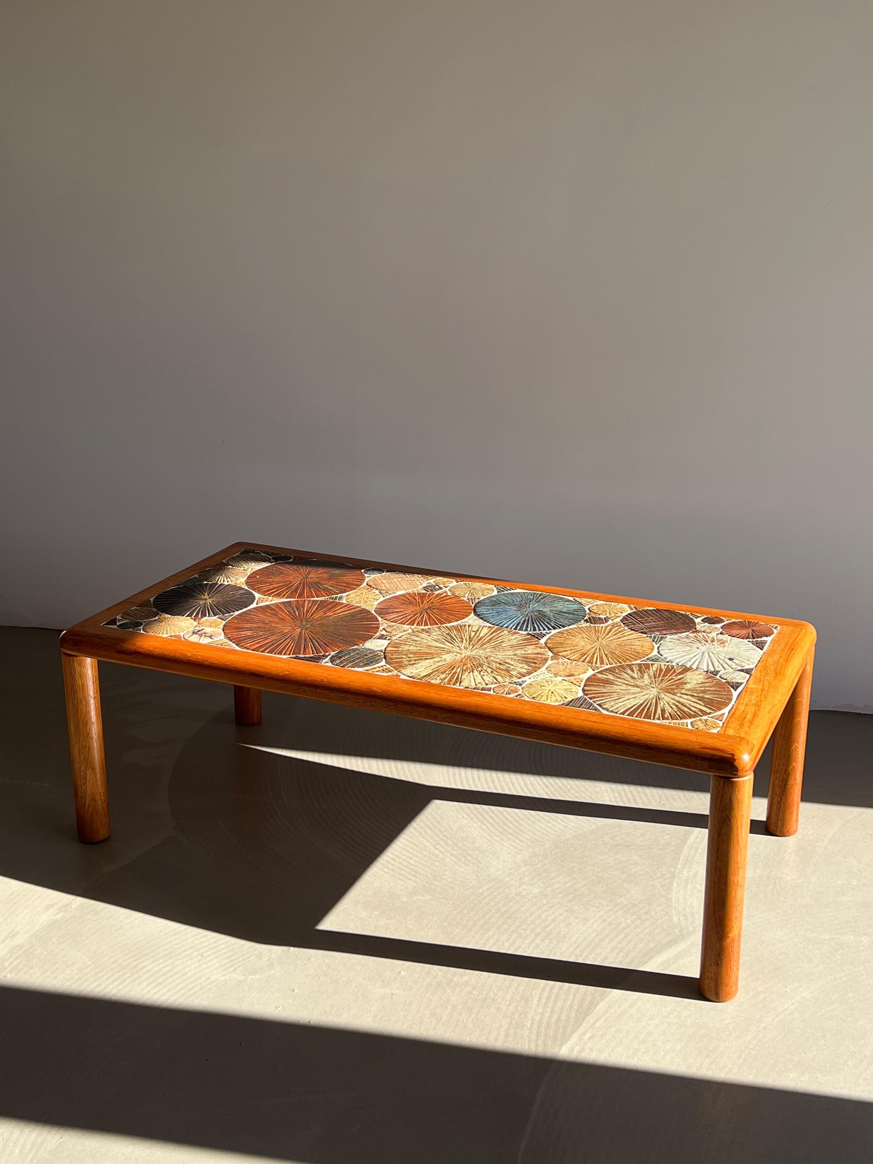 Hand-Crafted Handcrafted Danish Ceramic Tiled Teak Coffee Table by Tue Poulsen for Haslev