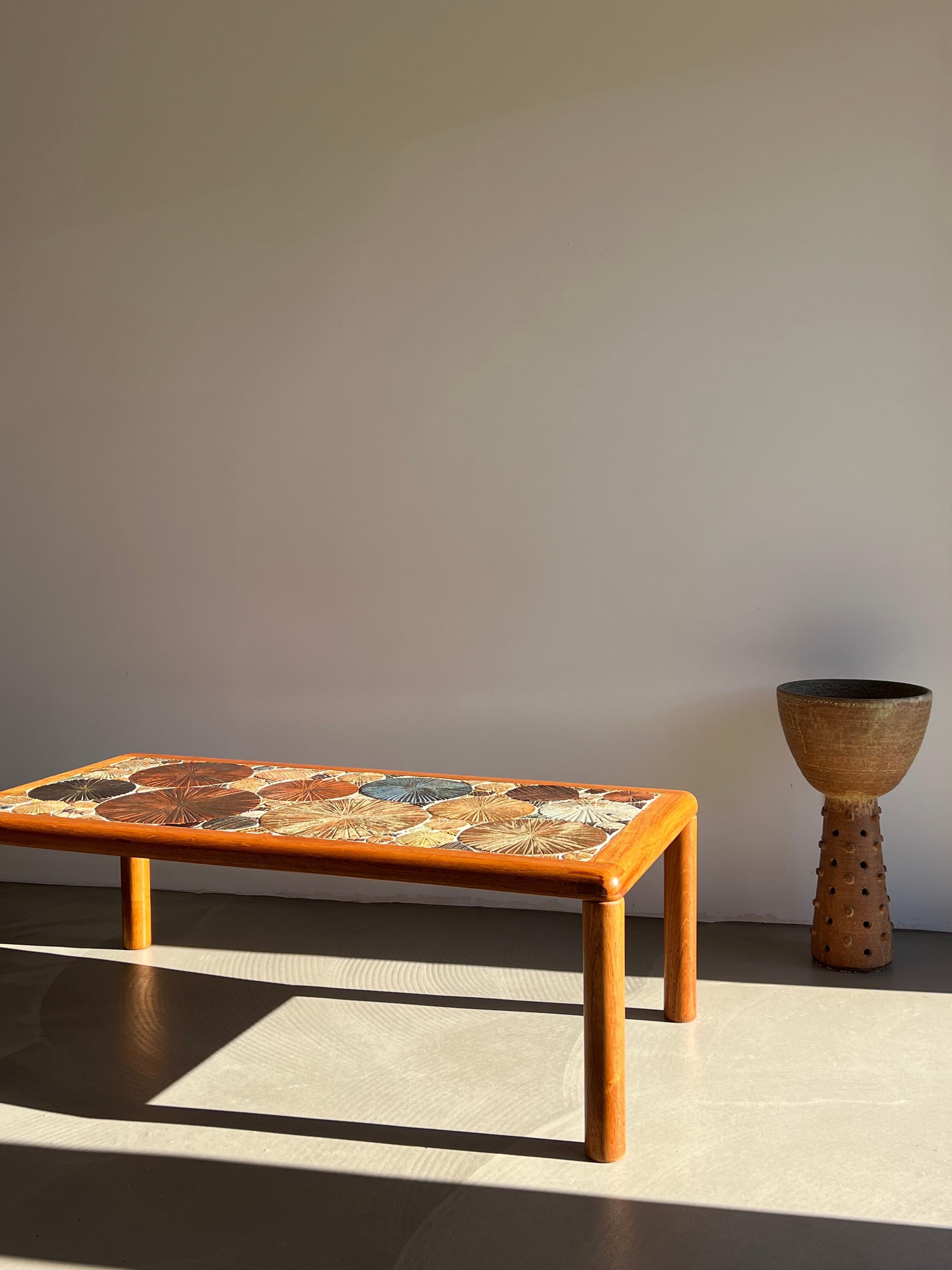 Handcrafted Danish Ceramic Tiled Teak Coffee Table by Tue Poulsen for Haslev In Good Condition In Oceanside, US