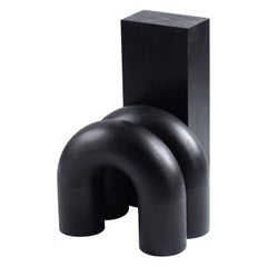 Handcrafted Dark Black Wood Seating Chair Time of Action No. 20-3, Chaeyoung Lee