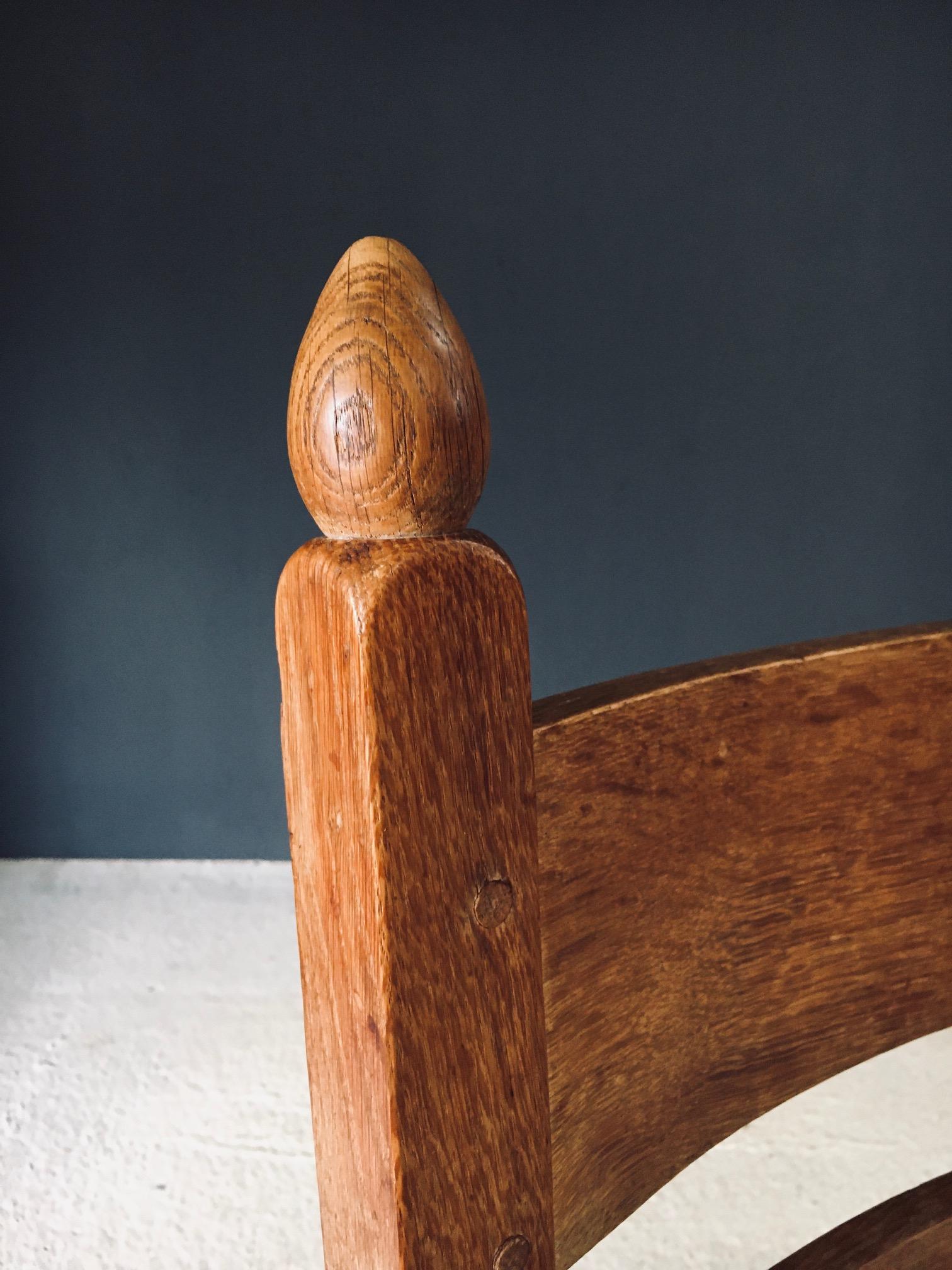 Handgefertigtes Design Schwere Eiche & Binsen Esszimmerstühle, Belgien 1960er Jahre im Angebot 8