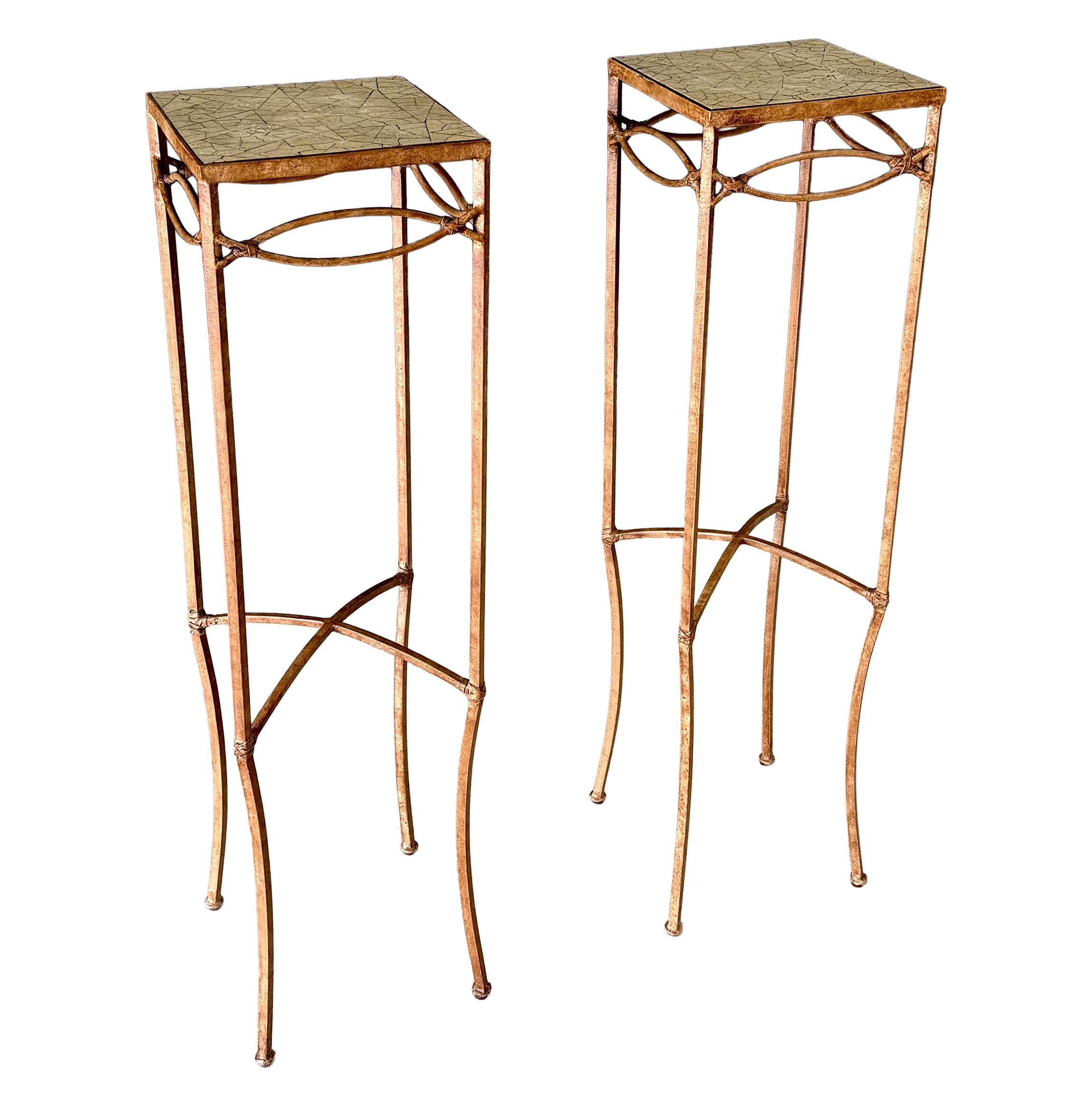 Handcrafted Design High Pedestal Table Set, 1990's France For Sale
