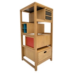 Handcrafted Design Oak & Coloured MDF Wood Chest of Drawers, Belgium 1990's